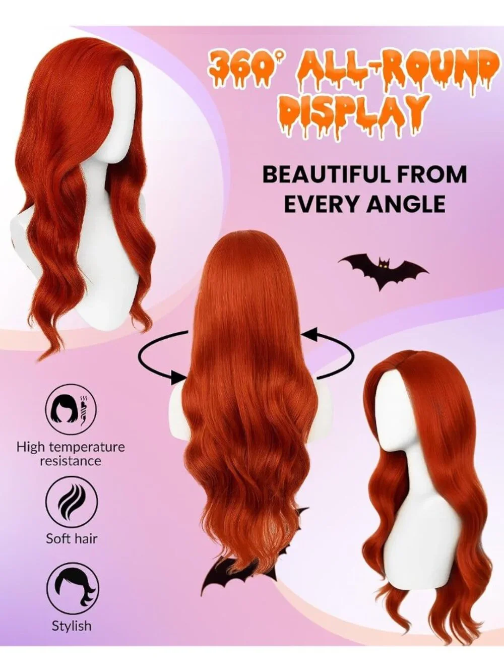 Women's Dark Red Cosplay Convenient Set Include Adjustable Wig Cap Headpiece